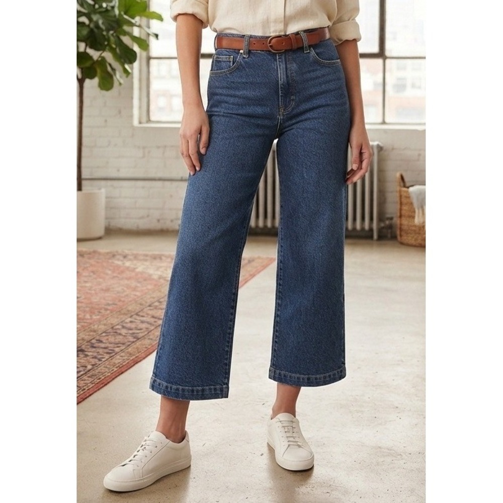 J. Galt Shanghai Blue Denim Wide Leg‎ Skater Jeans Women's S Med Wash Cotton Y2K